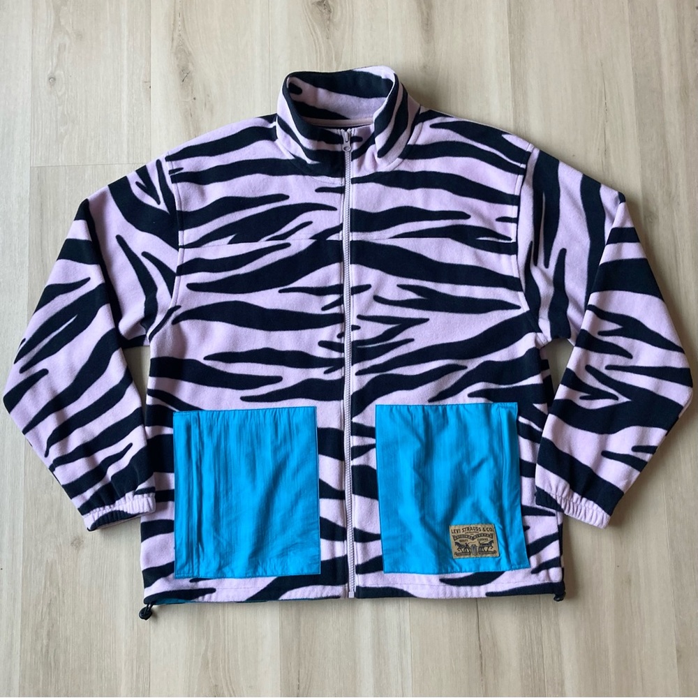 Levi's Skate Mock Fleece Zip Up Lavender Frost Purple Zebra size M